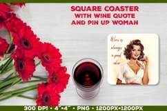 Four Square Wine Coasters with Quote | Coasters Sublimation Product Image 3
