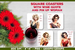 Four Square Wine Coasters with Quote | Coasters Sublimation Product Image 1
