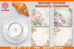 Vintage Romantic Shabby Chic Roses Square Coasters Product Image 1