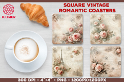 Vintage Romantic Shabby Chic Roses Square Coasters Product Image 1