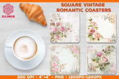 Vintage Romantic Shabby Chic Roses Square Coasters Product Image 1
