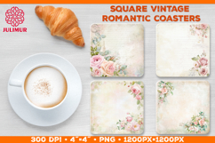Vintage Romantic Shabby Chic Roses Square Coasters Product Image 1