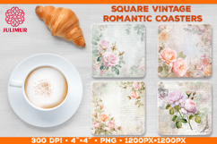 Vintage Romantic Shabby Chic Roses Square Coasters Product Image 1
