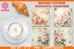 Vintage Romantic Shabby Chic Roses Square Coasters Product Image 1