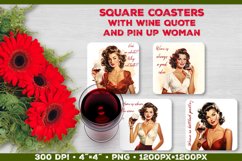 Four Square Wine Coasters with Quote | Coasters Sublimation Product Image 1