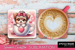 Square Coaster Sublimation - Valentines Dog Square Coaster