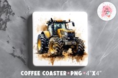 Tractor Square Coaster, Coffee Square Coaster Sublimation Png,  Square Coaster Png