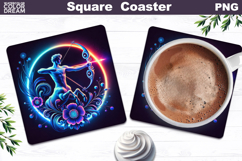 Sagittarius Zodiac Neon Art | Archer Coaster Design Product Image 1