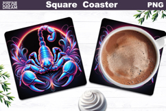 Scorpio Zodiac Neon Art | Mystic Scorpion Coaster Design Product Image 1