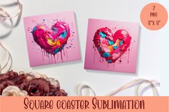 Valentine Square Coaster Design | Square Coaster PNG Product Image 1