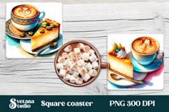 Cupcake coffee square coaster | Sweet coffee lover PNG Product Image 1