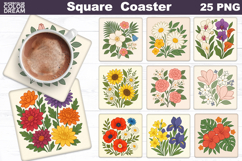 Summer Floral Square Coaster | Spring Flowers Bundle Product Image 1