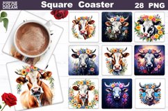 Animals Square Coaster Bundle | Animals Flowers Coaster Product Image 7