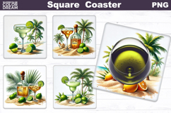 Tequila Square Coaster | Margarita Cocktail Sublimation Product Image 1