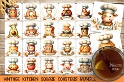 Vintage square coaster for kitchen. Sublimation PNG. BUNDLE. Product Image 1