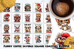 Funny coffee sayings square coasters. BUNDLE PNG. Product Image 1