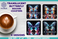 Butterfly with Reflection Square Coaster Sublimation Design Product Image 1