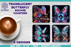 Butterfly with Reflection Square Coaster Sublimation Design Product Image 1