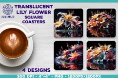 Flower with Reflection Square Coaster Sublimation Design Product Image 1