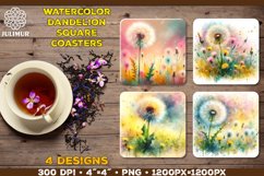 Watercolor Dandelion Square Coaster Sublimation Designs Product Image 1
