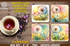 Watercolor Dandelion Square Coaster Sublimation Designs Product Image 1
