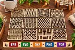 Square Coasters SVG, Geometric Laser Cut File Product Image 1