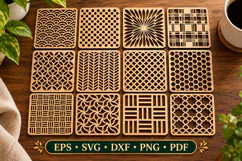 Square Coasters SVG, Geometric Laser Cut File Product Image 3