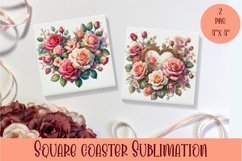 Square coasters Valentines Day|flowers heart Product Image 1