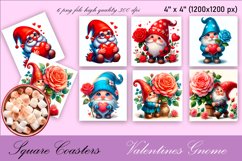 Valentines Gnome. Cute Gnome Square Coaster Design Product Image 1