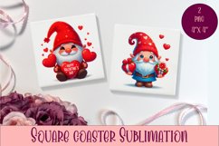 Valentines Gnome. Cute Gnome Square Coaster Design Product Image 1