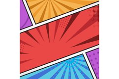 Square comic book pop art style background template isolated Product Image 1