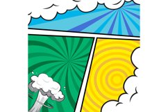 Square comic colorful frame cartoon background template vect Product Image 1