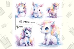 watercolor baby unicorn clipart bundle png sublimation pod Product Image 1