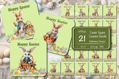 Square Easter Coaster Bundle Easter Bunny Sublimation Coaster Design with Watercolor Easter Rabbit. This is a standard square coaster 4&#039;&#039; x 4&#039;&#039; you can also use it as a keychain sublimation design.