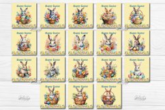 Square Easter Coaster Bundle Easter Sublimation Coaster Design with Watercolor Easter Bunny, Eggs, and Flower Easter basket. 