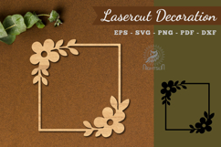 Square Floral Frame Lasercut Decoration SVG Product Image 1
