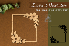Square Floral Frame Lasercut Decoration SVG Product Image 1