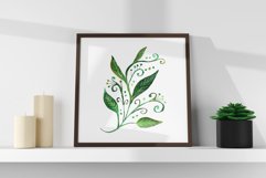 Abstract green watercolor botanical illustration Product Image 2