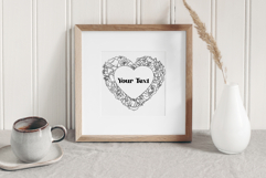 Hand Drawn Rose Flowers Heart Frame Card Template SVG Product Image 4