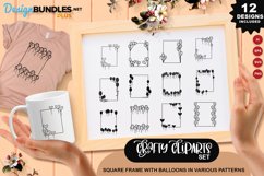 Square Frames With Balloons In Various Patterns Clipart Set Product Image 1