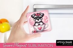 Square Fridge Magnet Sublimation - Dog Valentine Magnet