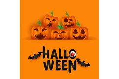 Square happy halloween banner template with cute halloween Product Image 1