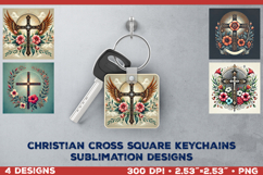 Floral Christian Faith Square Keychain Sublimation Designs Product Image 1