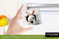 Square Magnet PNG - Easter Bunny Sublimation 3D Hole in Wall