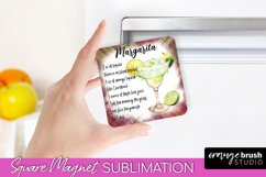 Square Magnet Sublimation - Cocktail Recipe Fridge Magnet