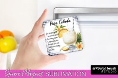 Square Magnet Sublimation - Cocktail Recipe Fridge Magnet