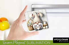 Square Magnet Sublimation - Easter Bunny Gnome Magnet Design