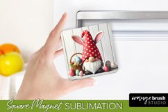 Square Magnet Sublimation - Easter Bunny Gnome PNG Design
