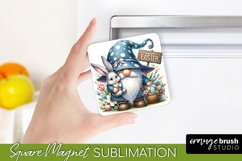 Square Magnet Sublimation - Easter Bunny Gnome Theme