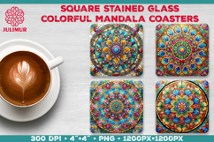 Colorful Stained Glass Mandala Sublimation Coaster Designs Product Image 1